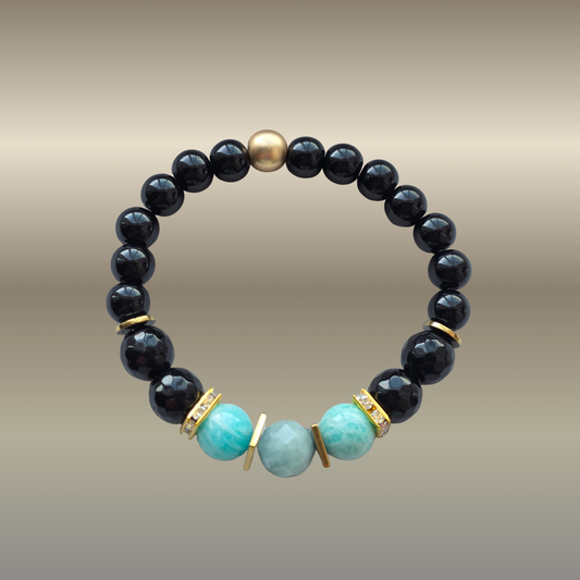 Amazonitas, akvamarinas, juodas oniksas, hematitas | Autentiškos saviraiškos ir vidinės tiesos energija