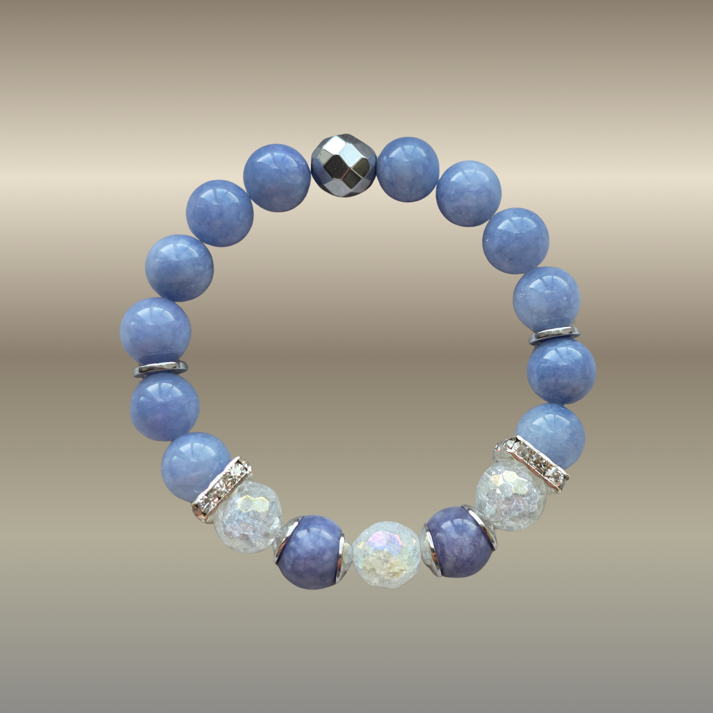 Angelitas, kalnų krištolas, hematitas | Ramybė, vidinis švelnumas ir aiškus emocinis balansas