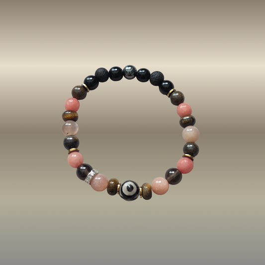 Finansinio augimo, stiprios gyvybinės jėgos ir stabilumo talismanas su 3 akių Dzi