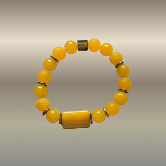 Geltonas nefritas, hematitas | Gyvybinės energijos, pasitikėjimo ir stabilios gausos apyrankė