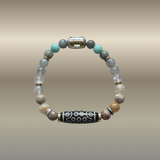 Dzi 21 akies aukščiausios gausos ir galios talismanas apyrankė su vajra